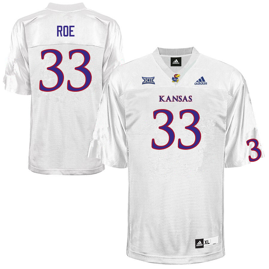 Men #33 Spencer Roe Kansas Jayhawks College Football Jerseys Sale-White - Click Image to Close